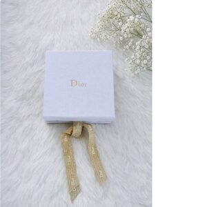 Dior Iconic White Pebbled Texture Gift Box with Gold Dancing Dior Logo Ribbon